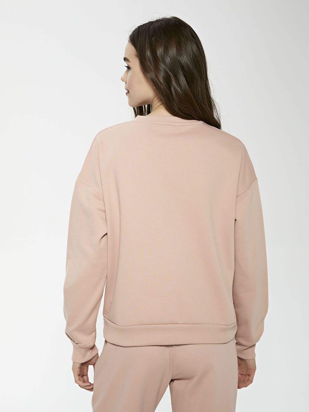 LCW Vision Mat Pembe Bisiklet Yaka Düz Sweatshirt - 6