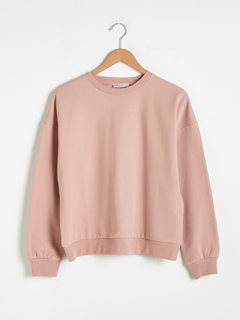 LCW Vision Mat Pembe Bisiklet Yaka Düz Sweatshirt - 8