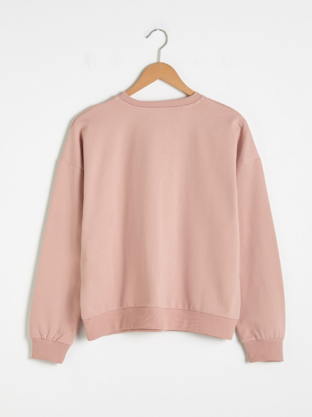 LCW Vision Mat Pembe Bisiklet Yaka Düz Sweatshirt - 10