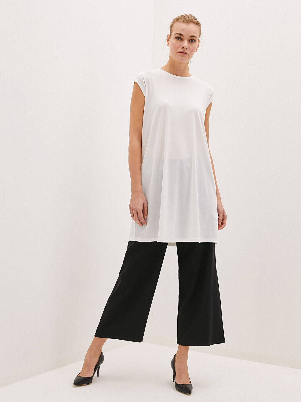 Pantalon Palazzo Femme à Jambe Large avec Taille Élastique et Détails Poches Droites