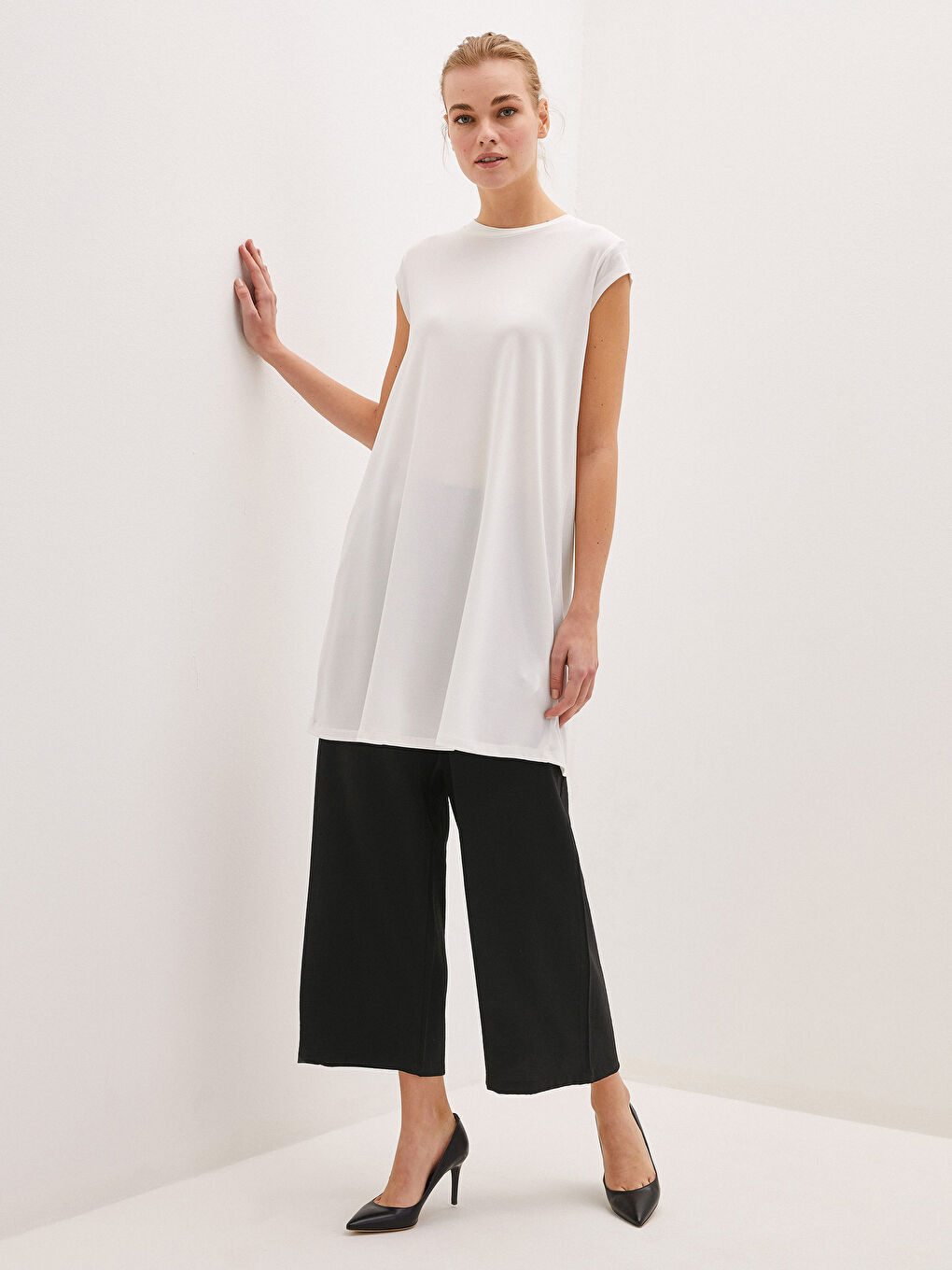 Pantalon Palazzo Femme à Jambe Large avec Taille Élastique et Détails Poches Droites-2