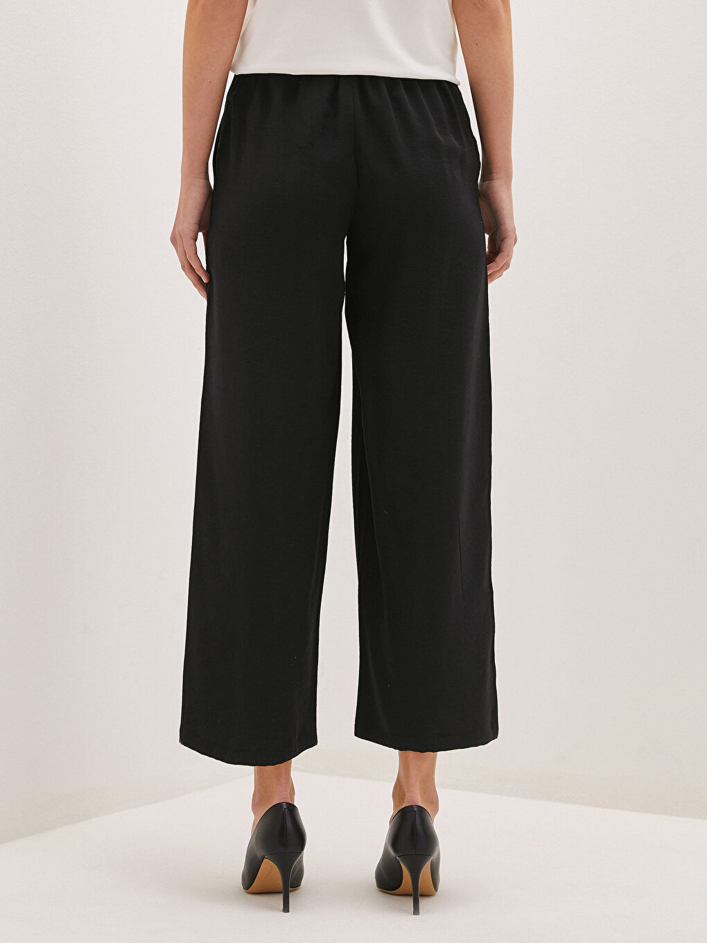 Pantalon Palazzo Femme à Jambe Large avec Taille Élastique et Détails Poches Droites-5