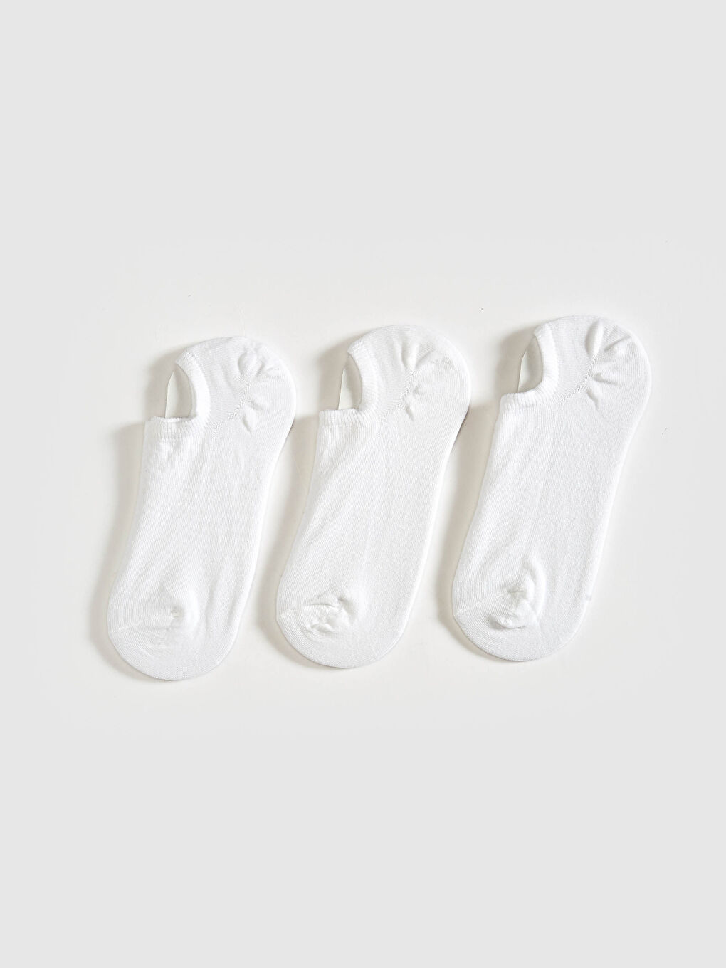 Beyaz Pamuklu Kadın Patik Çorap 3'lü-1
