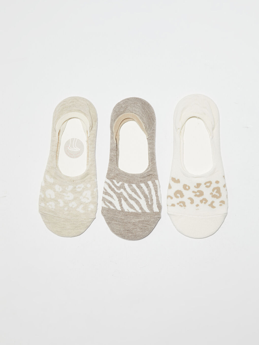 Bej Desenli Kadın Babet Çorap 3'lü-1