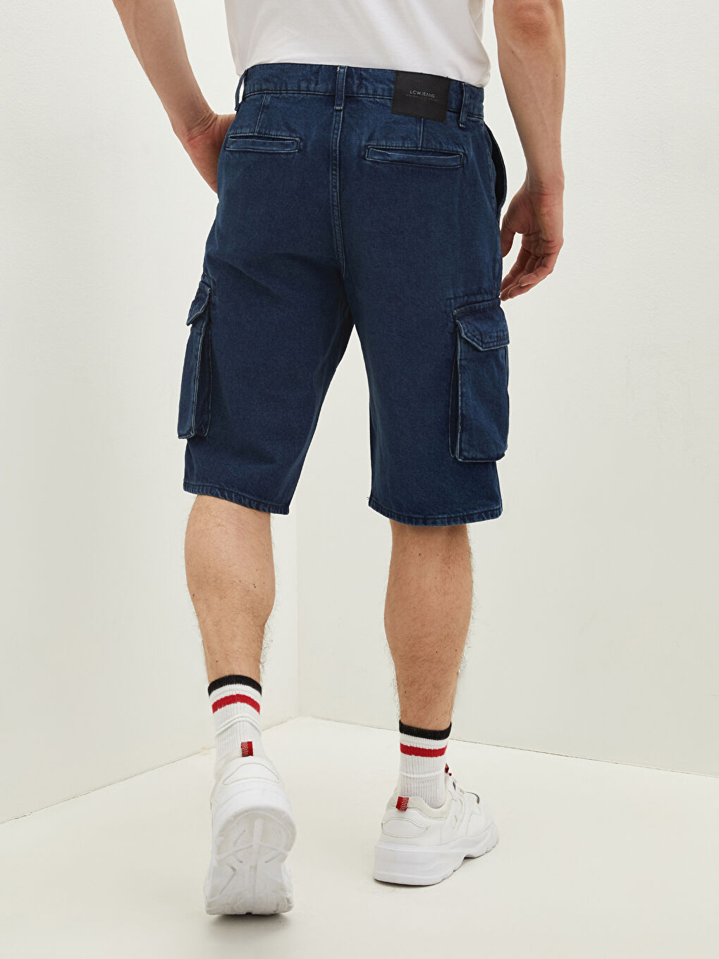 İndigo Rahat Kalıp Bermuda Erkek Jean Şort-3