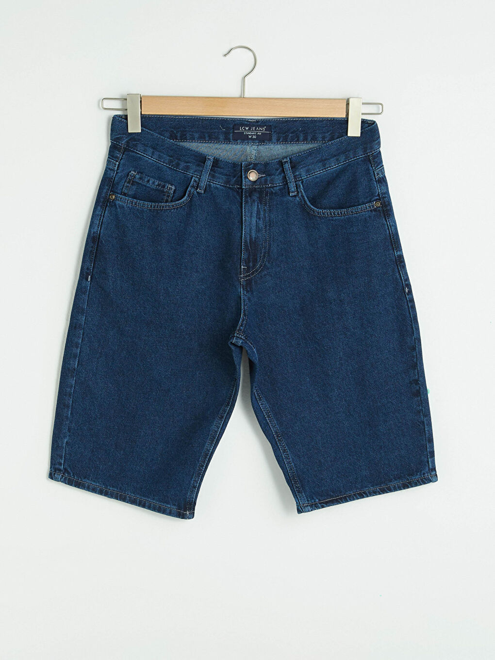 İndigo Standart Kalıp Erkek Jean Şort-4