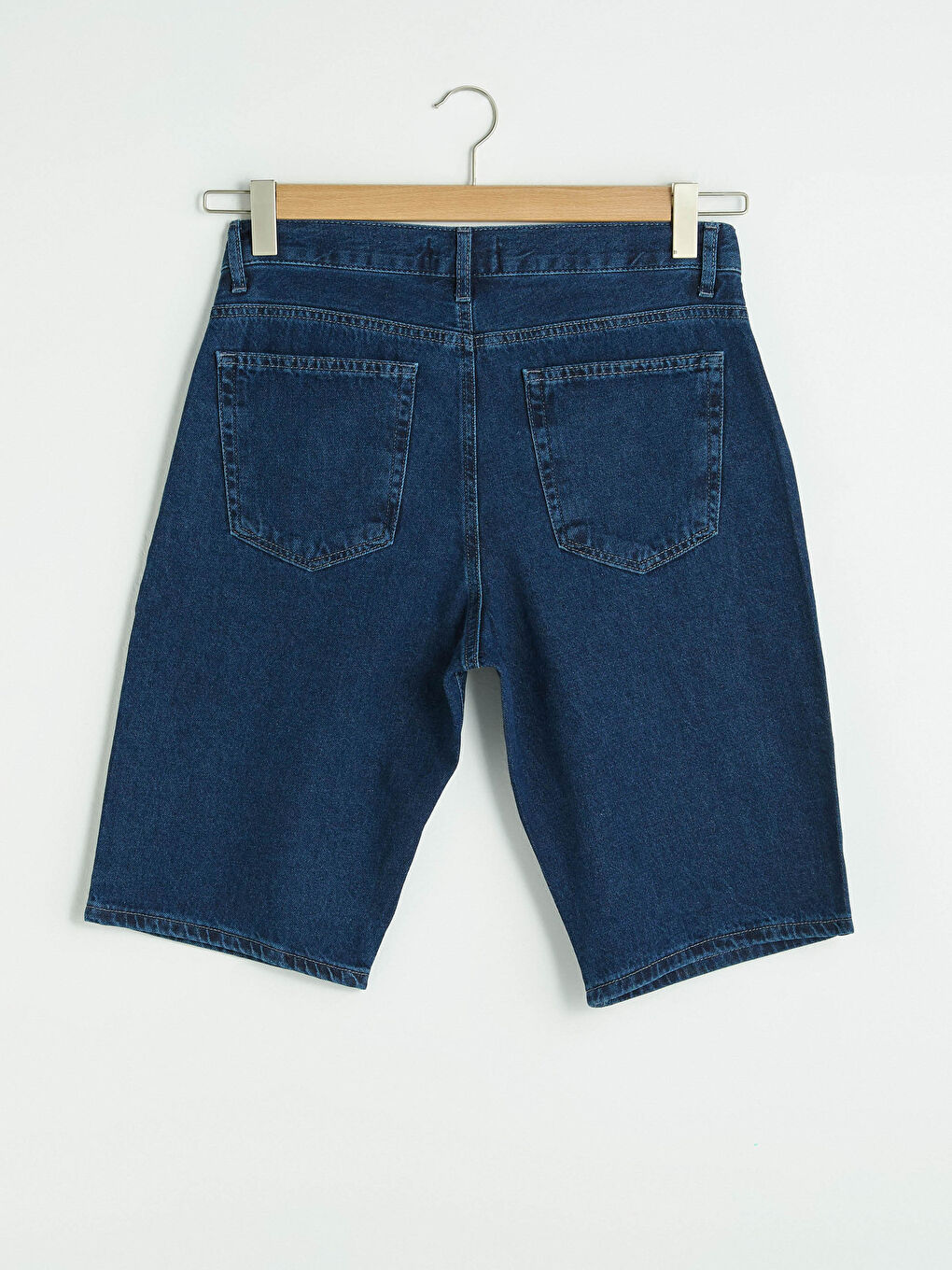 İndigo Standart Kalıp Erkek Jean Şort-5