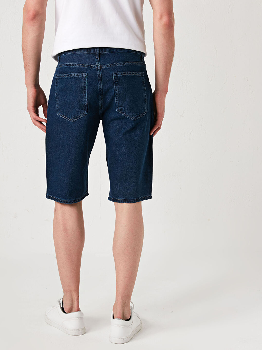 İndigo Standart Kalıp Erkek Jean Şort-2