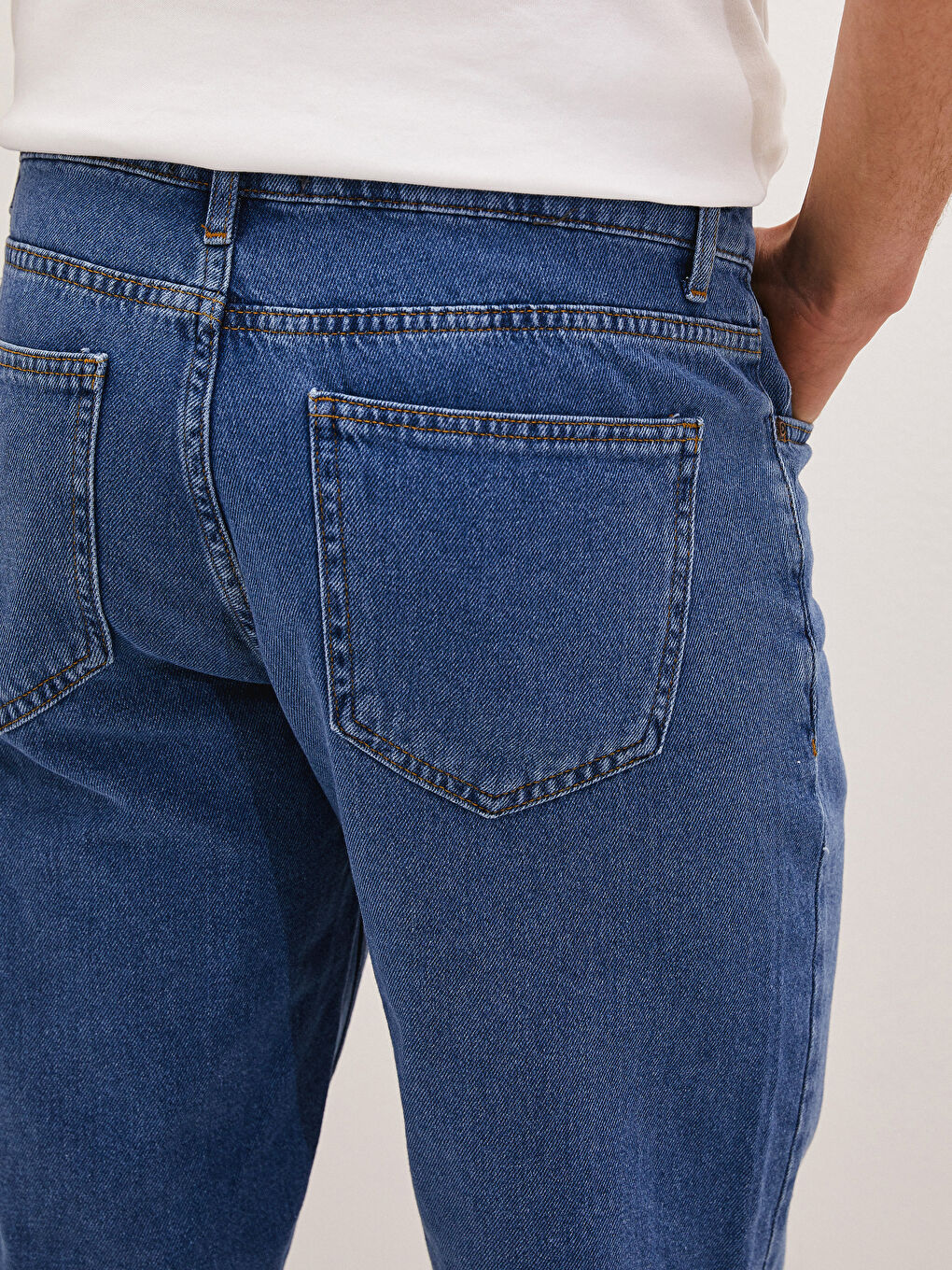 İndigo Standart Kalıp Erkek Jean Şort-4