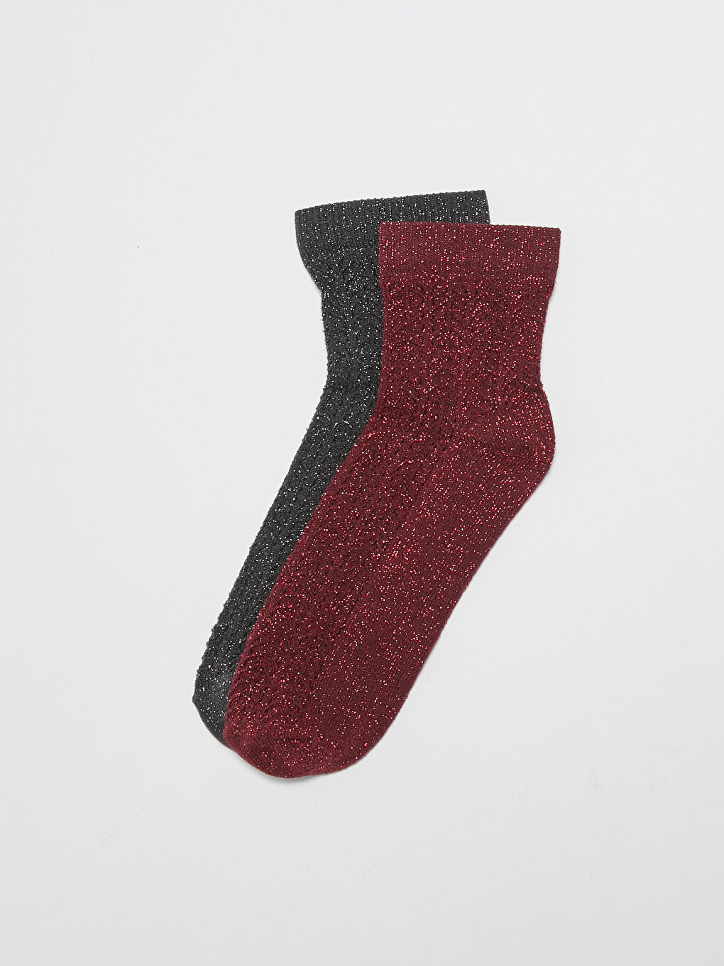 جوارب كاحل للسيدات بتفاصيل لامعة - قطعتان
