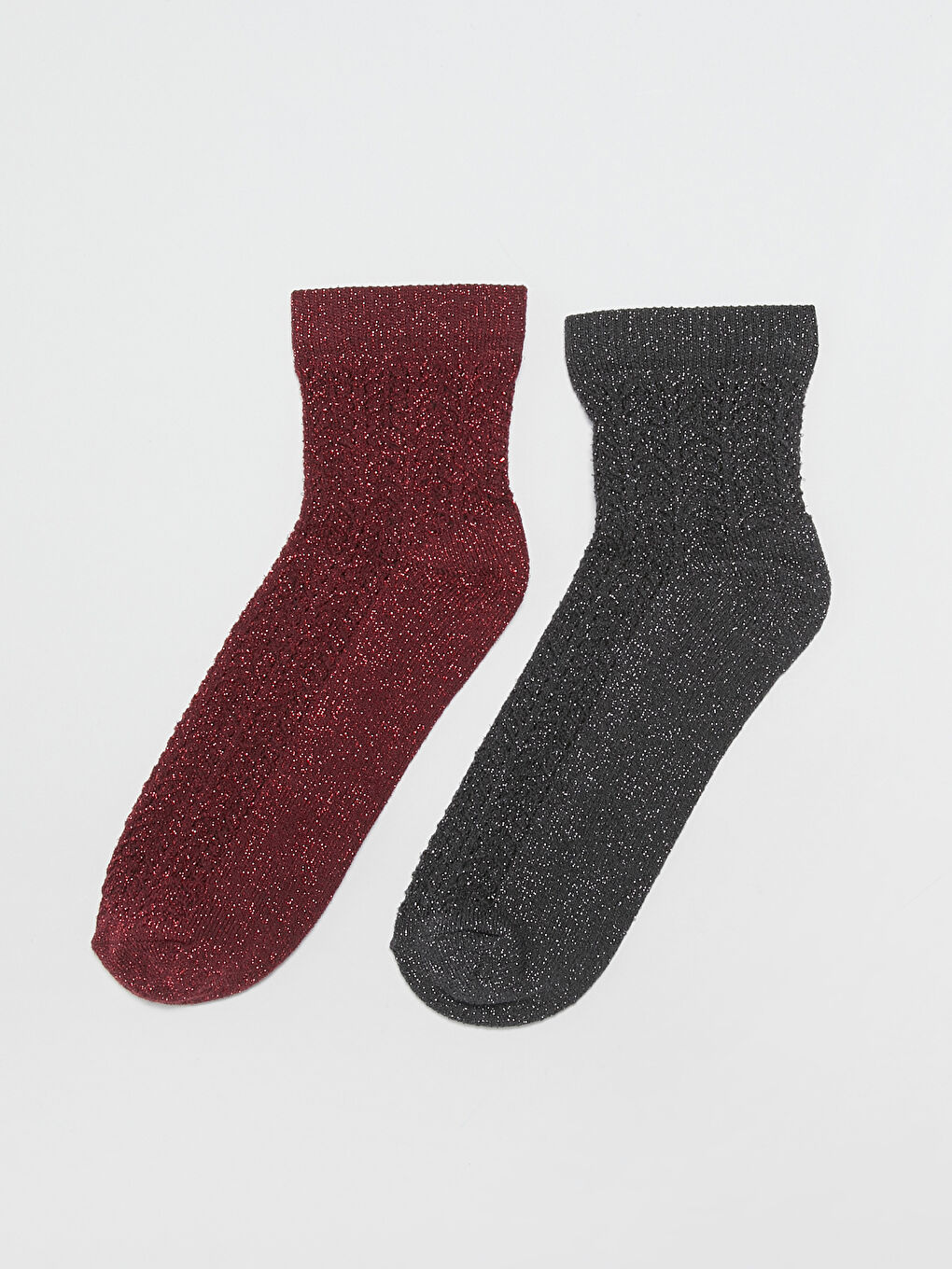 جوارب كاحل للسيدات بتفاصيل لامعة - قطعتان-1