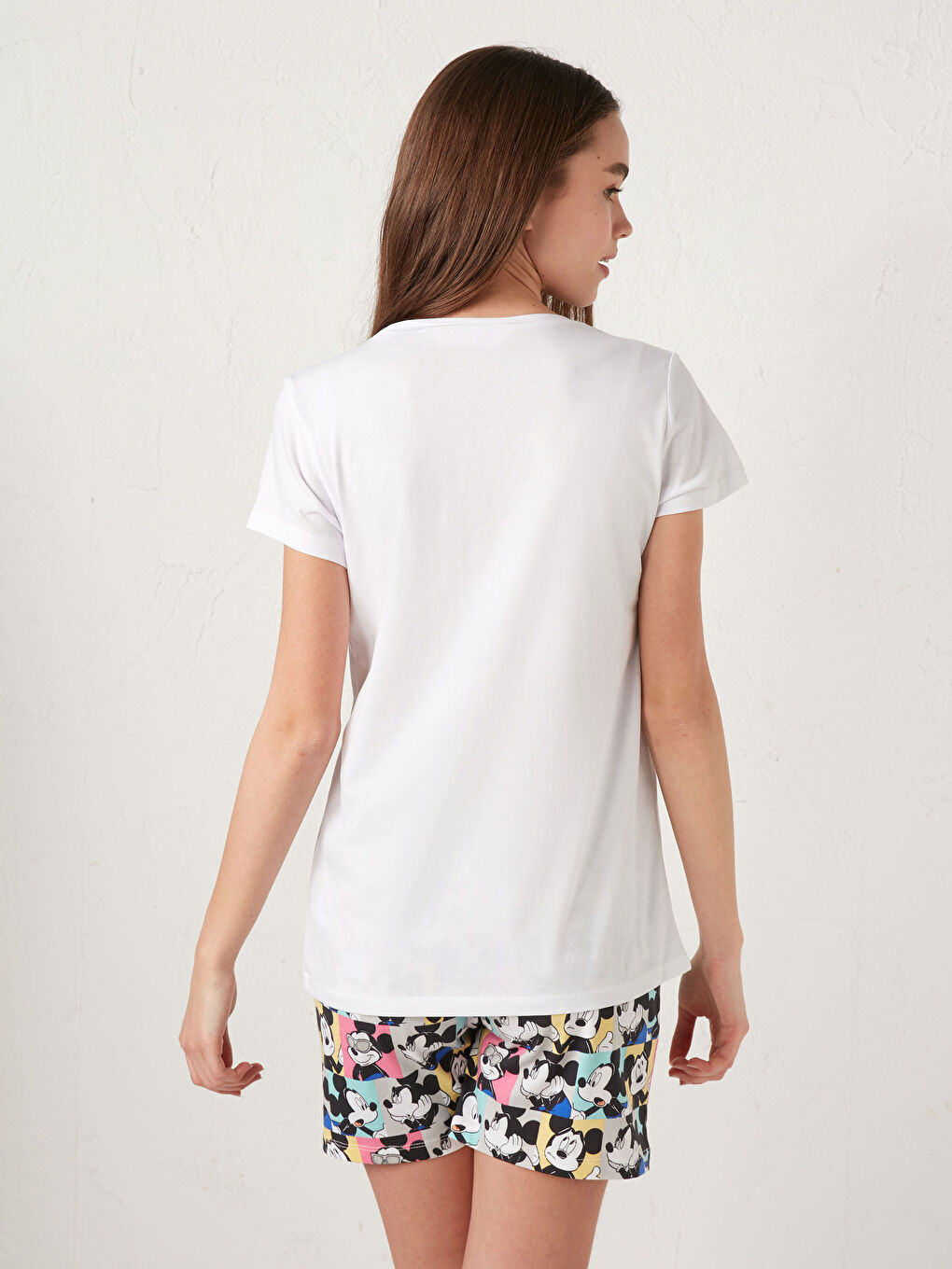 Crew Neck Mickey Mouse Printed Cotton Short Pajamas Set-3