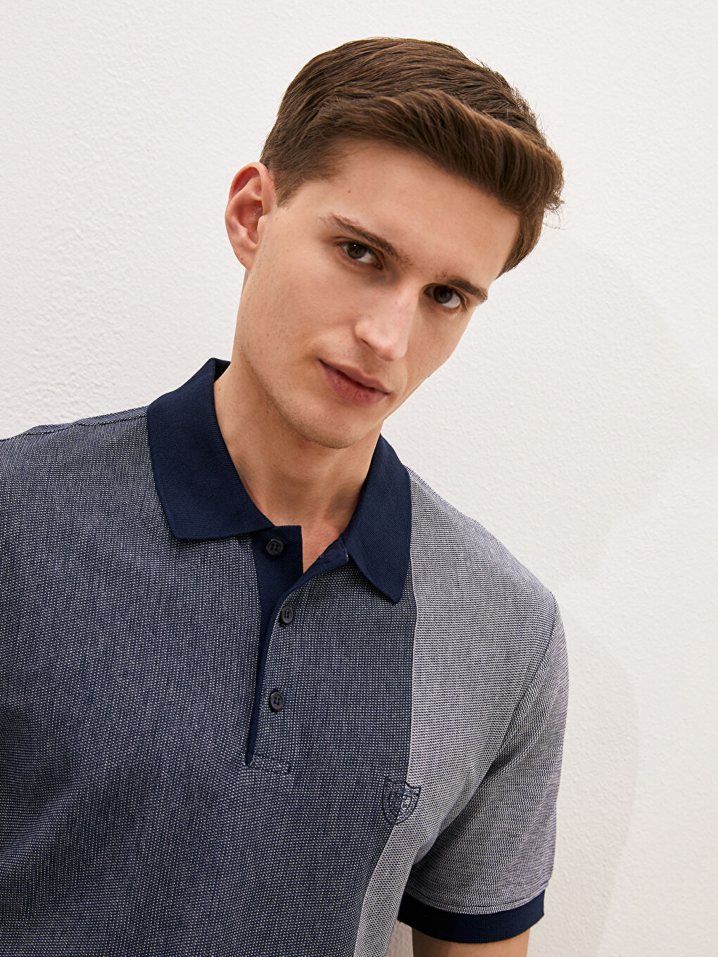 Lacivert Polo Yaka Kısa Kollu Penye Erkek Tişört-5