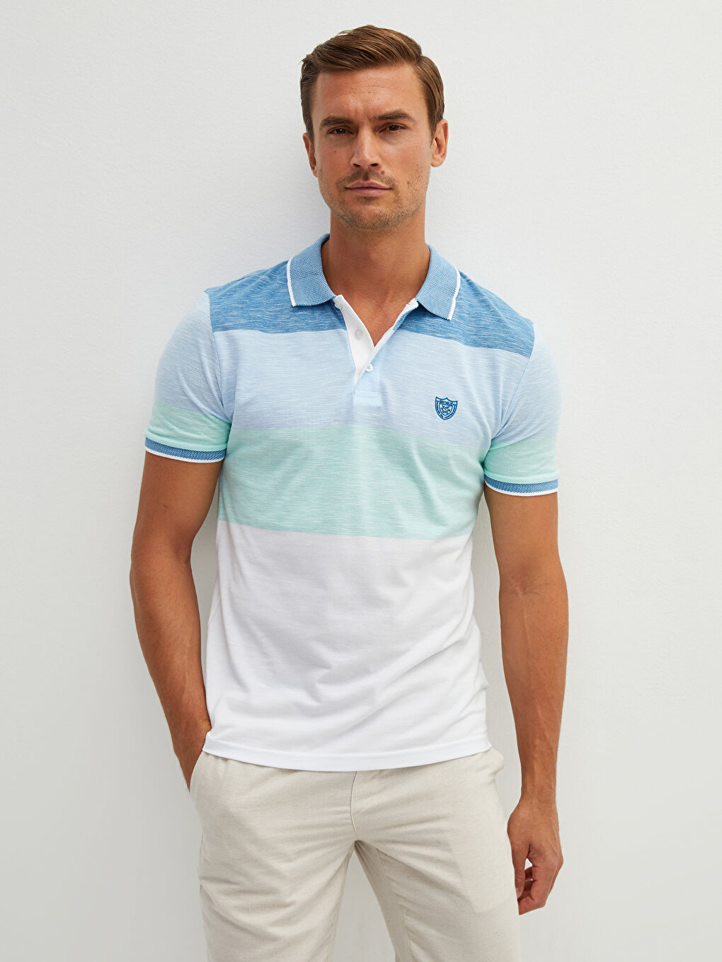 LC Waikiki Polo Neck Short Sleeve Color Block Men's T-Shirt -S17323Z8-LEH