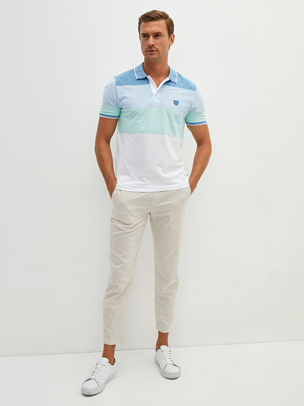 LC Waikiki Polo Neck Short Sleeve Color Block Men's T-Shirt -S17323Z8-LEH