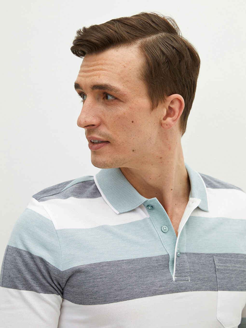 Футболка с водолазкой, полосатая, с коротким рукавом, из пике-3