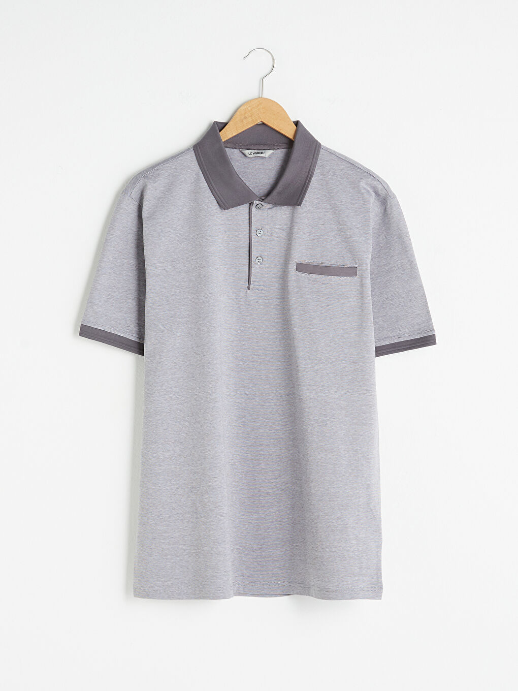 Antrasit Merserize Polo Yaka Kısa Kollu Erkek Tişört-5