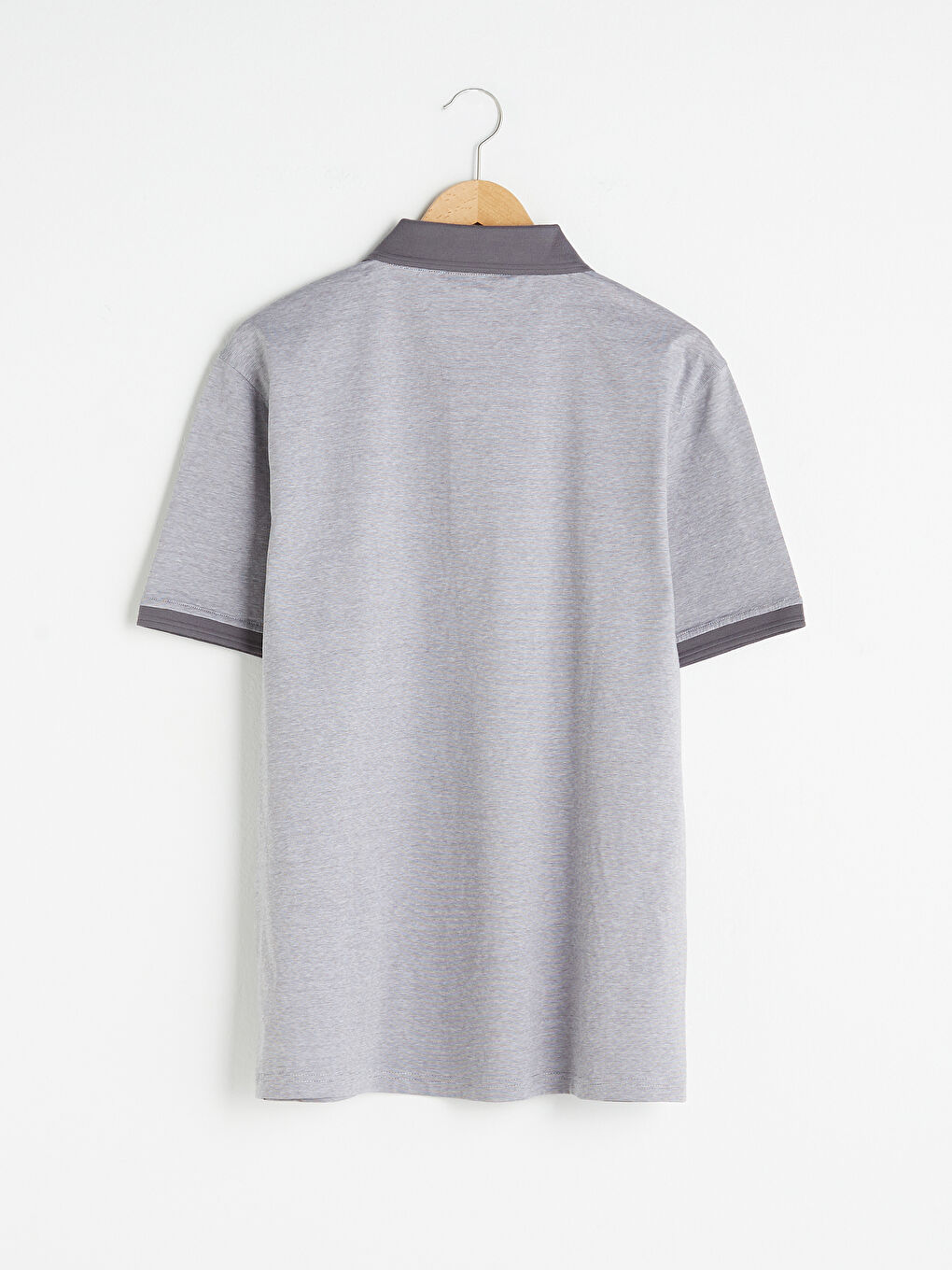 Antrasit Merserize Polo Yaka Kısa Kollu Erkek Tişört-6