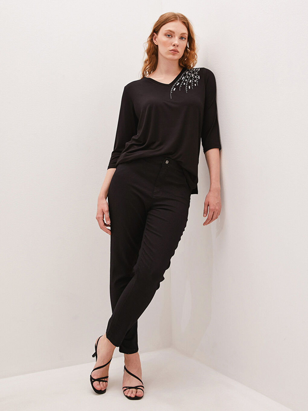 Pantalon en gabardine taille normale-1