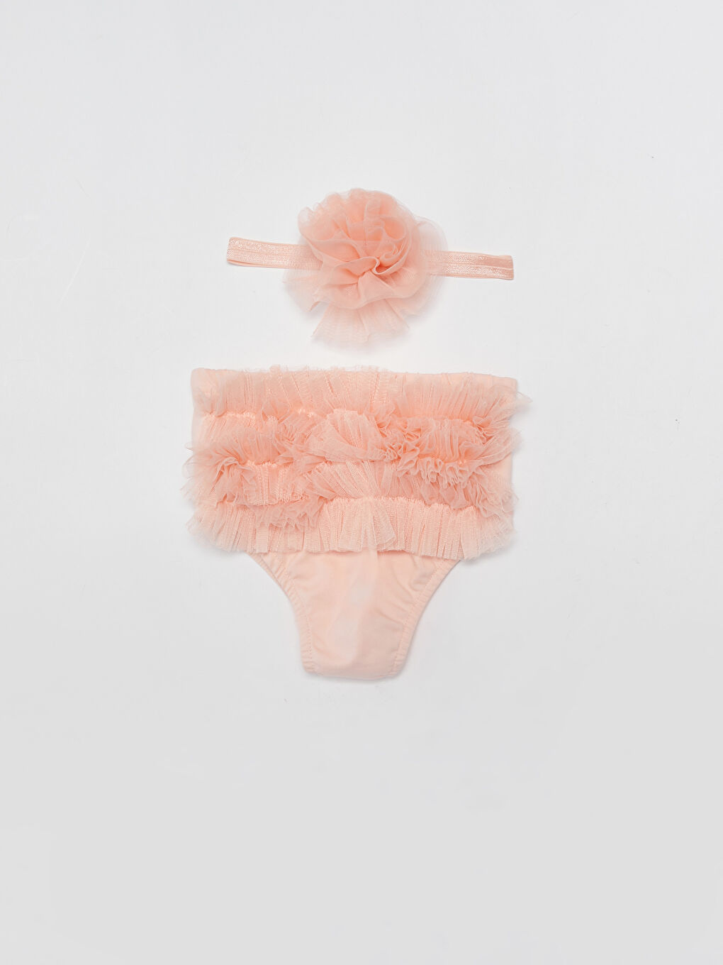 Elastic Fabric Tulle Detail Baby Girl Panties and Hair Band Set of 2 -S17449Z1-FXB
