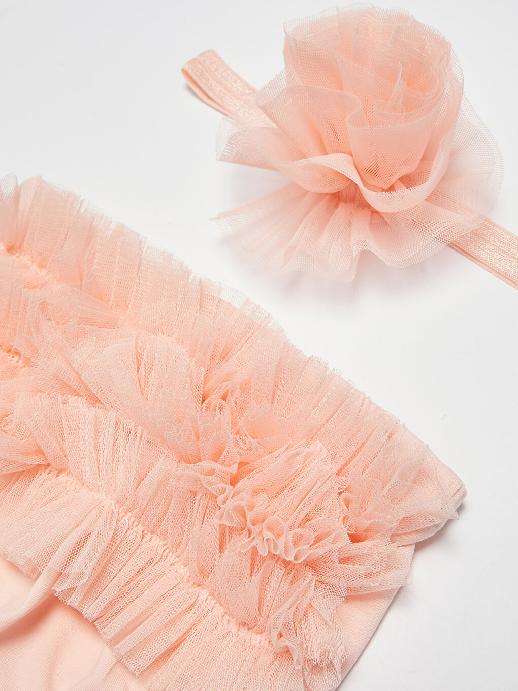 Elastic Fabric Tulle Detail Baby Girl Panties and Hair Band Set of 2 -S17449Z1-FXB