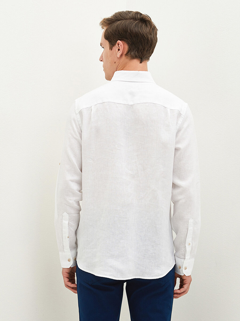 Beyaz Regular Fit Uzun Kollu Erkek Gömlek-2