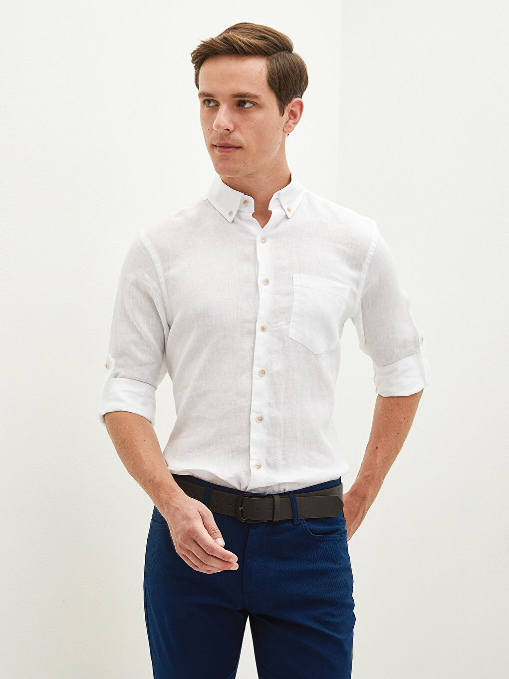 Beyaz Regular Fit Uzun Kollu Erkek Gömlek