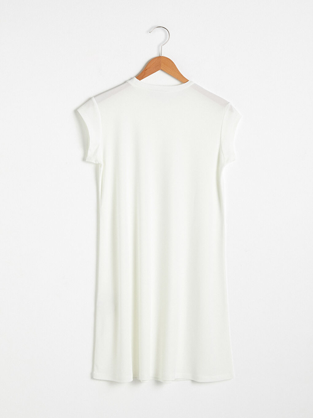 Ekru Bisiklet Yaka Kısa Kollu Krep Tunik-6