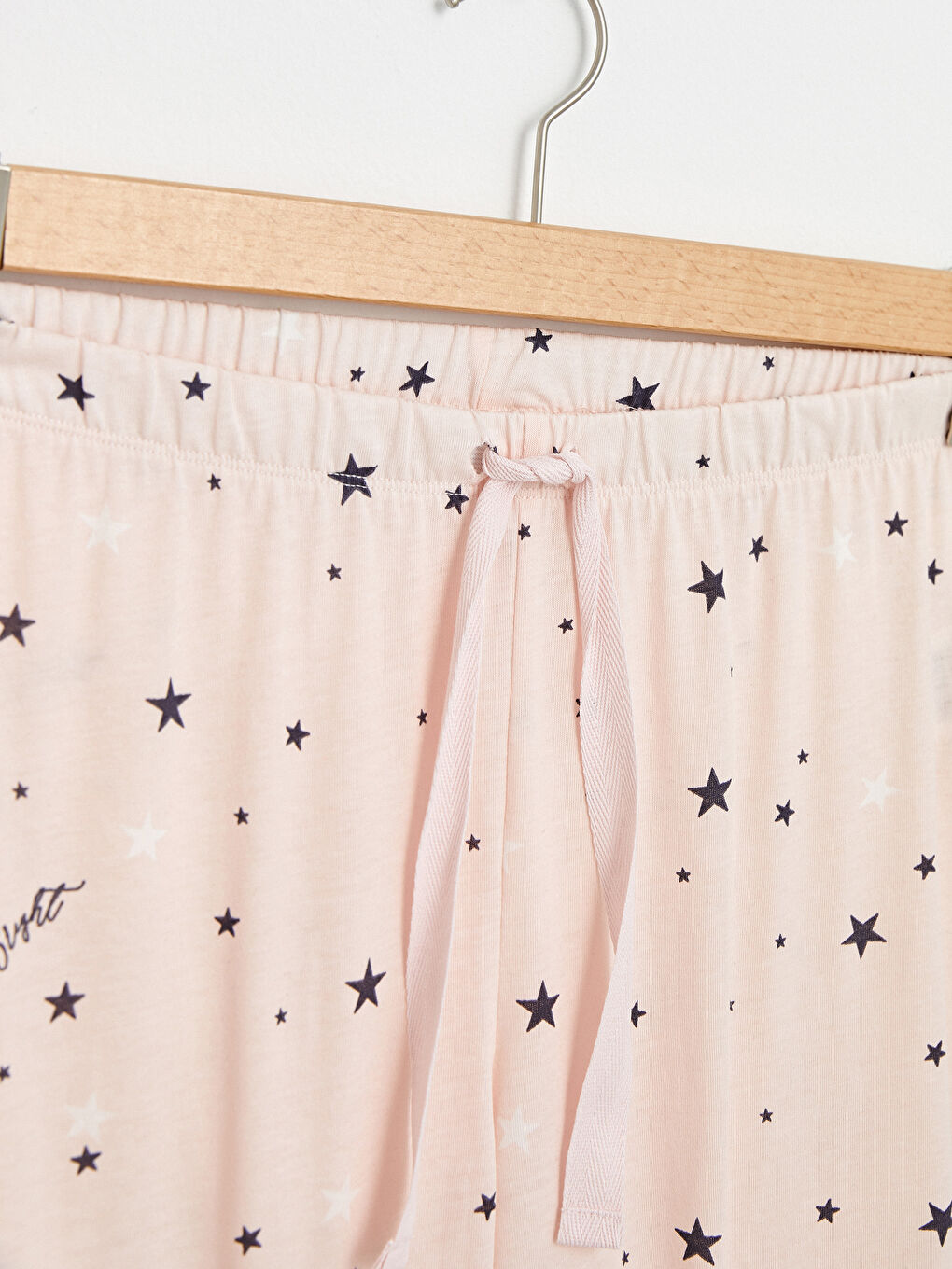 Pembe Gömlek Yaka Slogan Baskılı Kısa Kollu Pamuklu Hamile Pijama Takımı-17