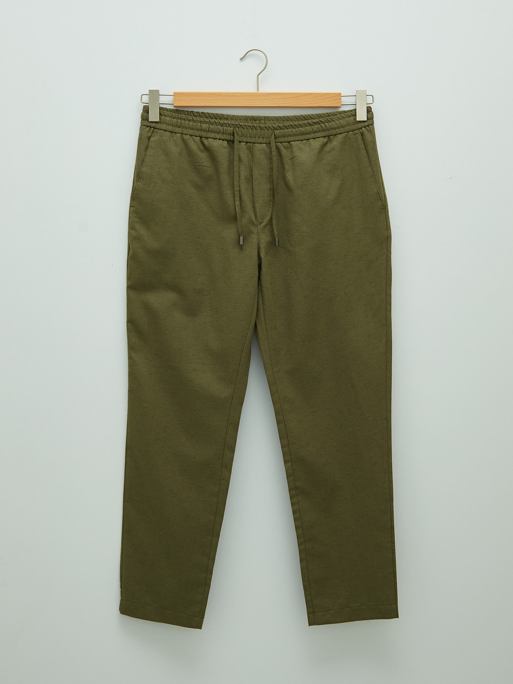 Haki Slim Fit Keten Erkek Pantolon-5
