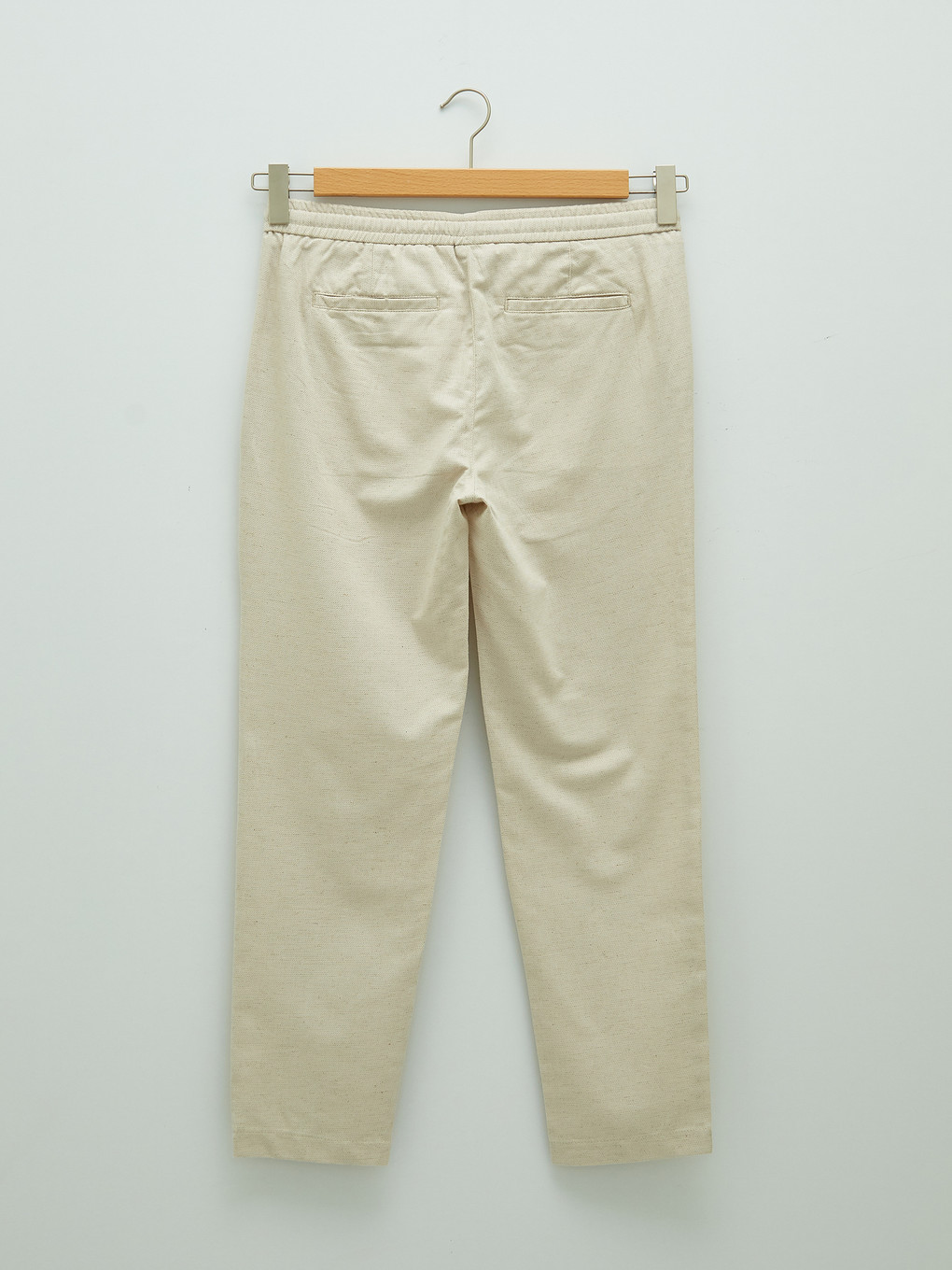 Bej Slim Fit Keten Erkek Pantolon-6
