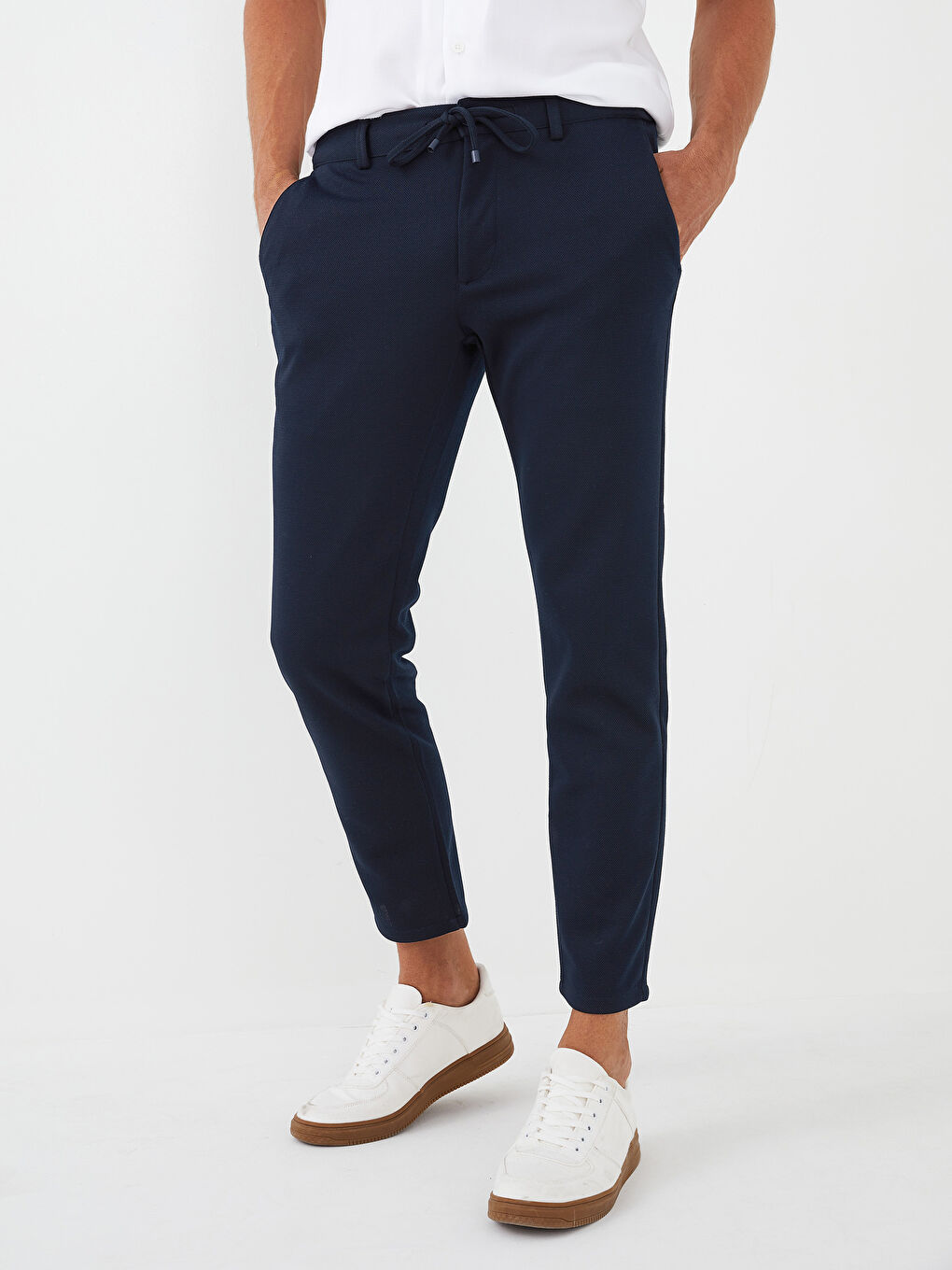 Lacivert Slim Fit Örme Erkek Pantolon-4