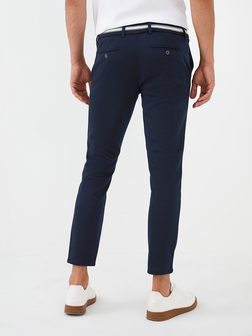 Lacivert Slim Fit Örme Erkek Pantolon-5