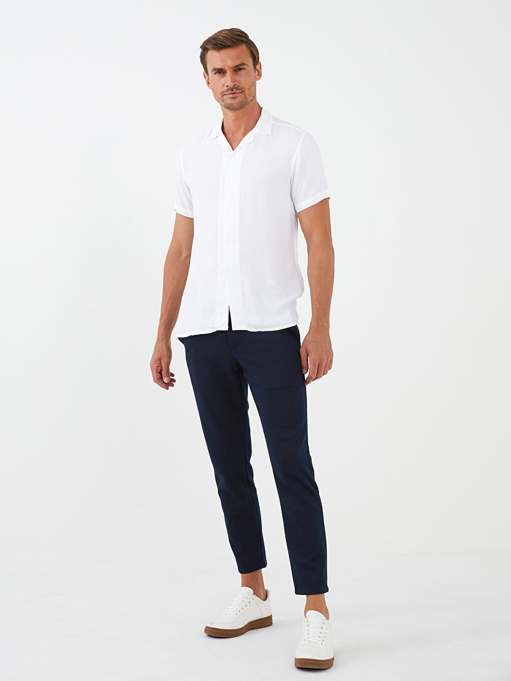 Lacivert Slim Fit Örme Erkek Pantolon-1