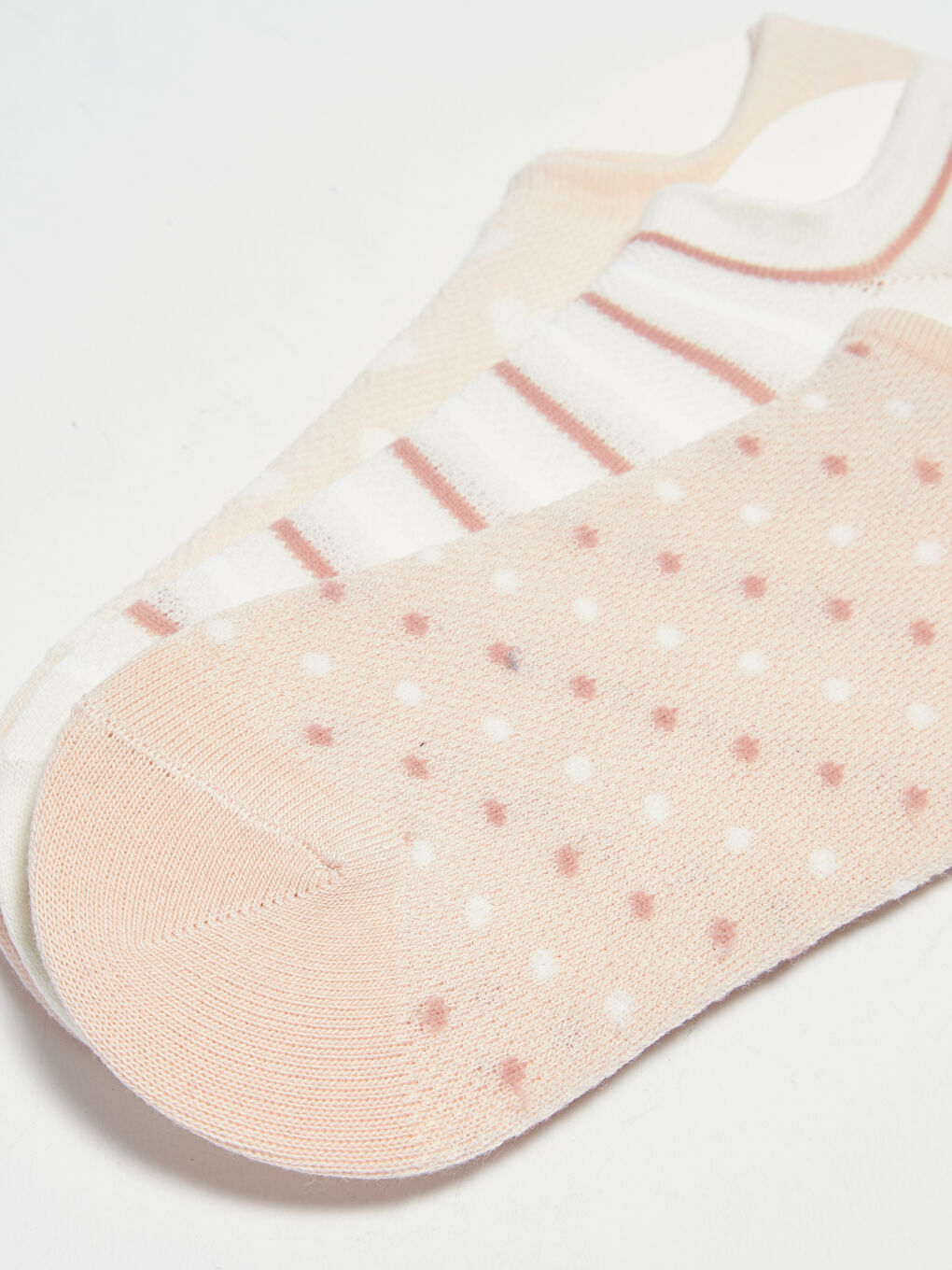 Pembe Desenli Kadın Patik Çorap 3'lü-2