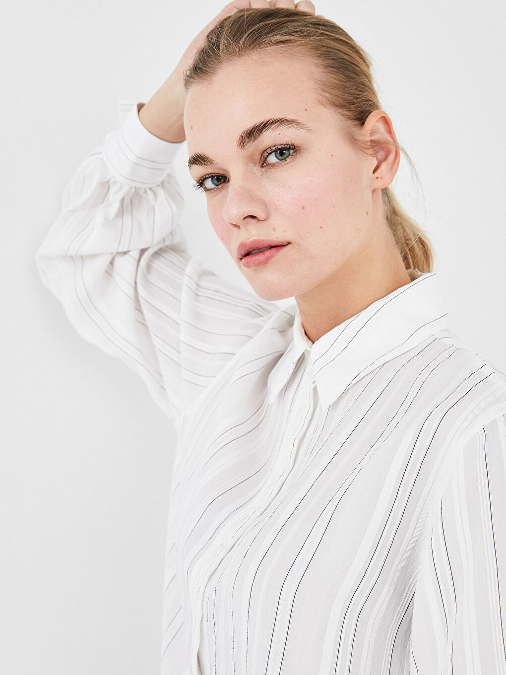 Siyah Çizgili Kadın Gömlek Tunik-5