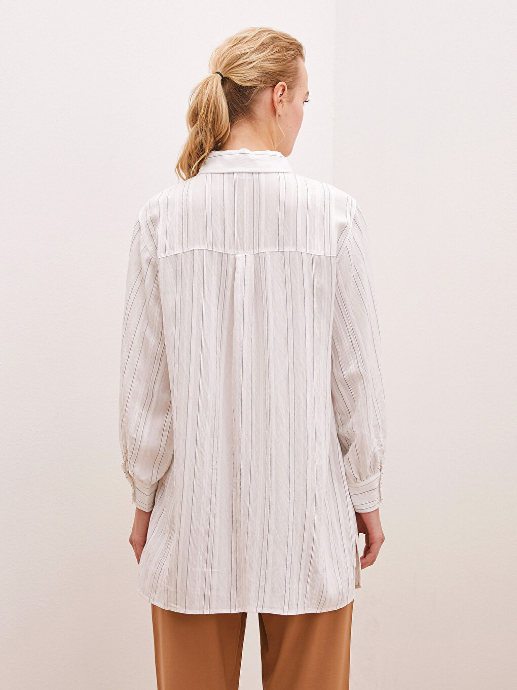 Siyah Çizgili Kadın Gömlek Tunik-3