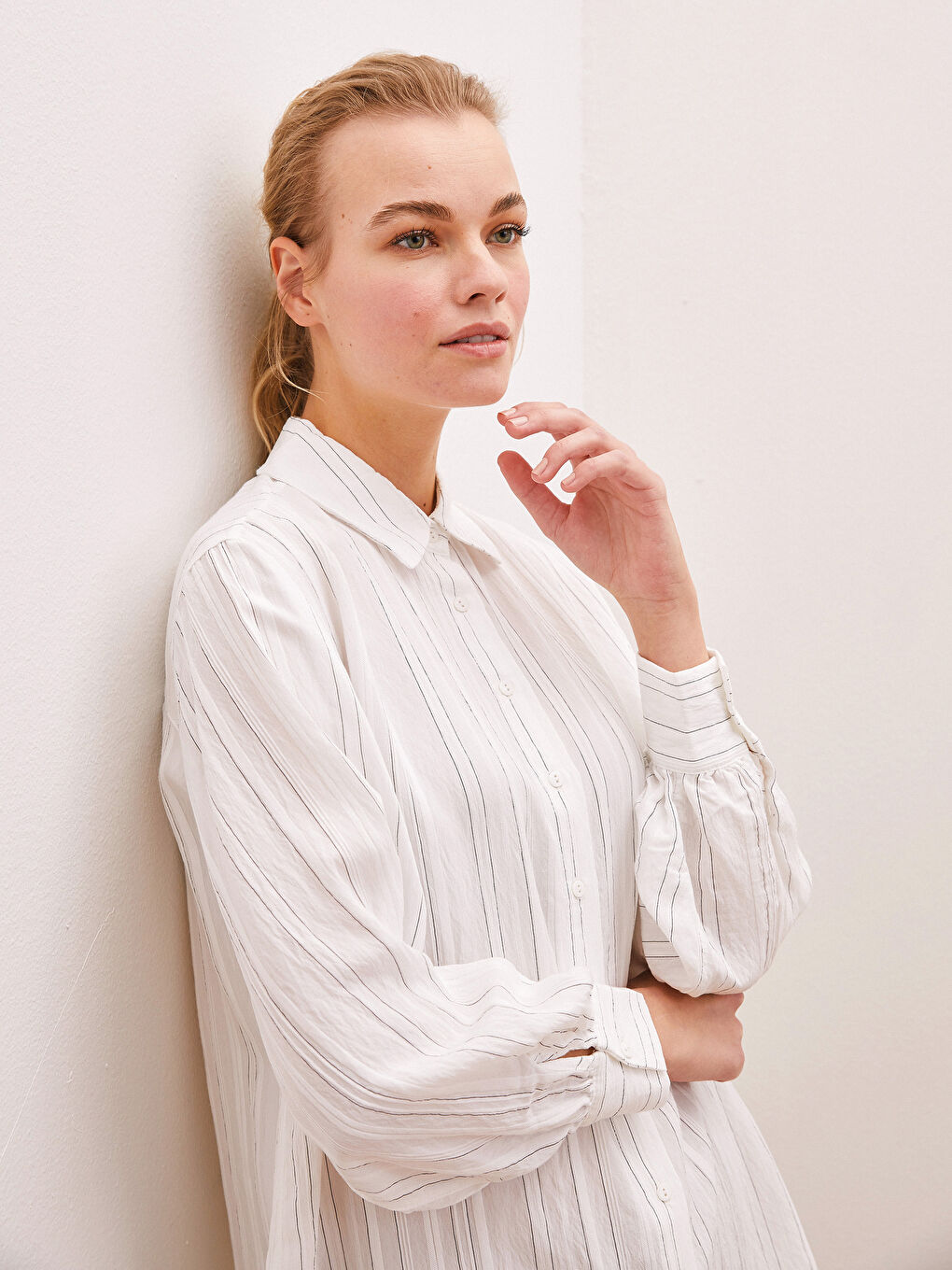 Siyah Çizgili Kadın Gömlek Tunik-1