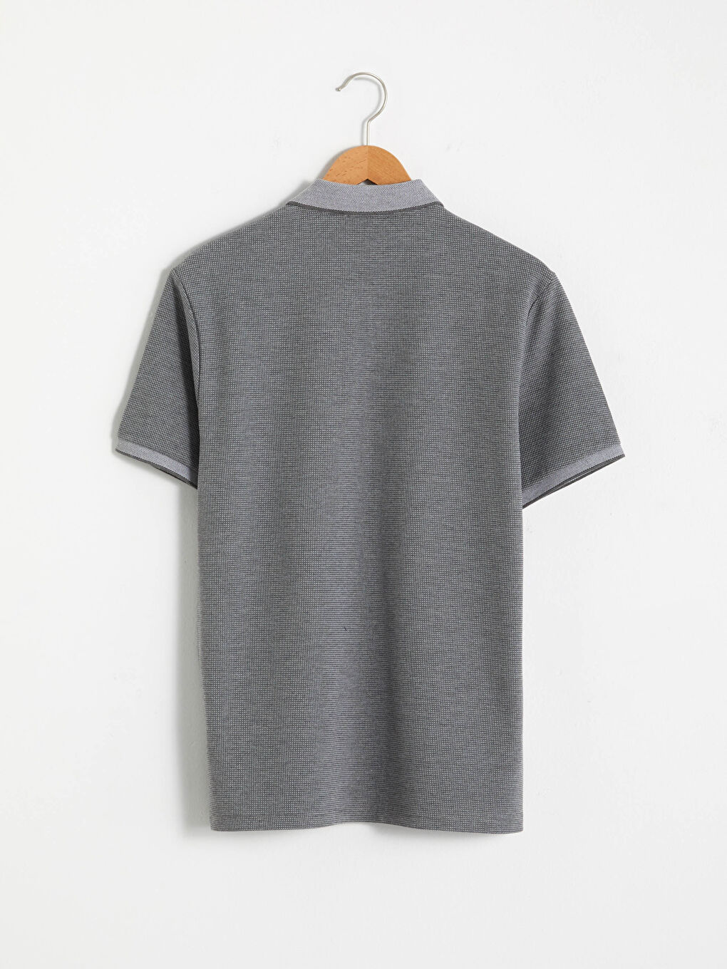 Gri Polo Yaka Kısa Kollu Erkek Tişört-6