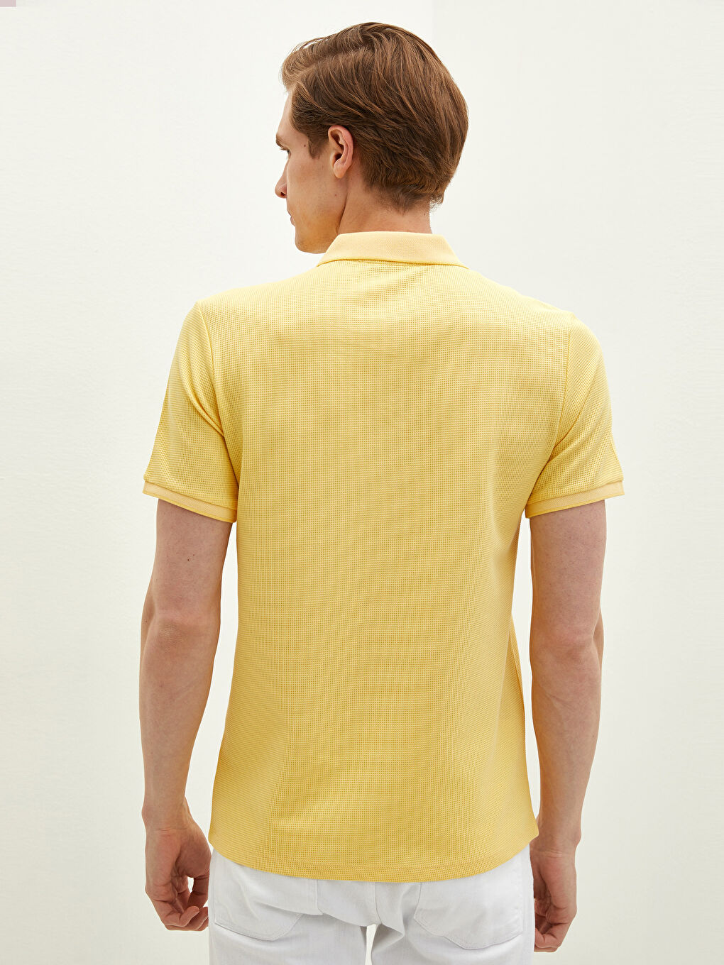 Sarı Polo Yaka Kısa Kollu Erkek Tişört-3