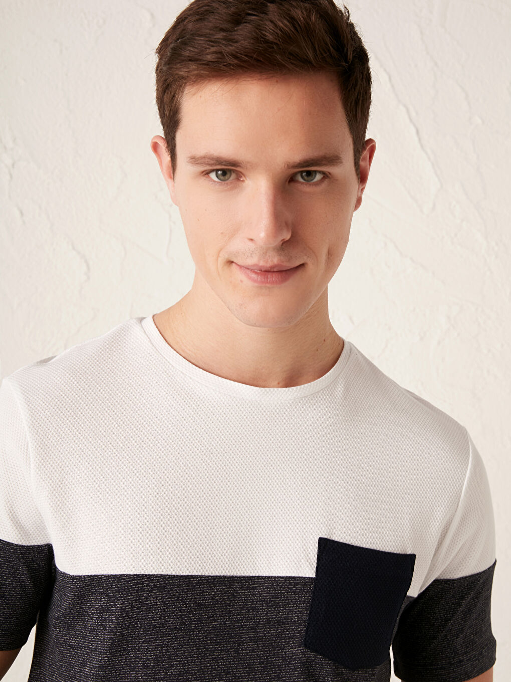 Футболка для чоловіків з коротким рукавом, круглим вирізом горловини, колор-блок, джерсі-1