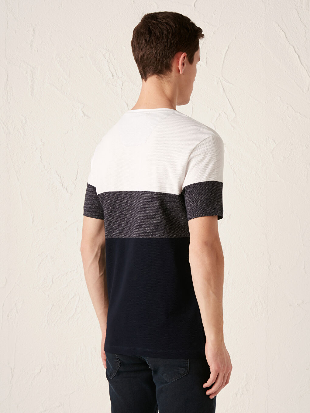 Футболка для чоловіків з коротким рукавом, круглим вирізом горловини, колор-блок, джерсі-3