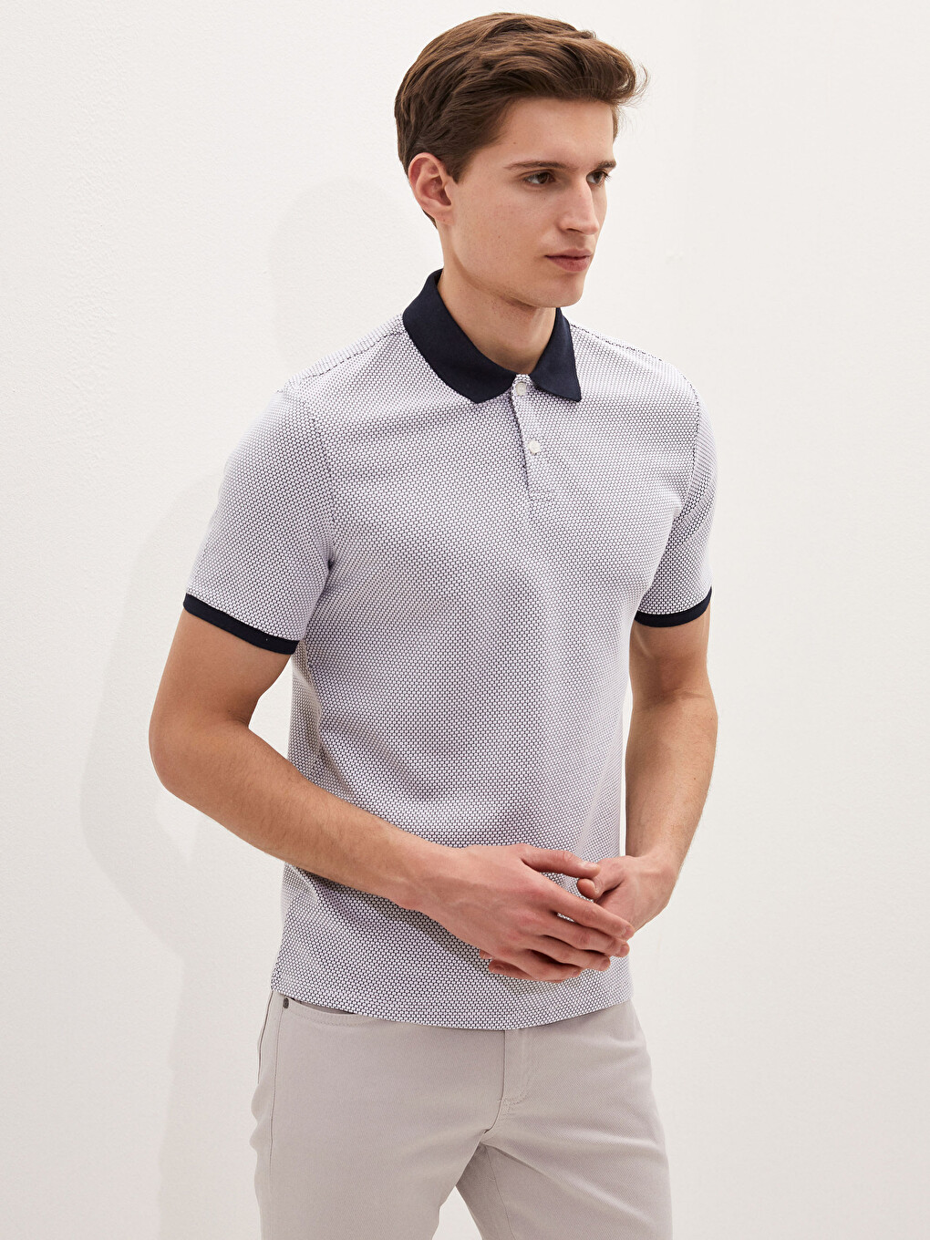 Polo Neck Short Sleeve Men's T-shirt-2