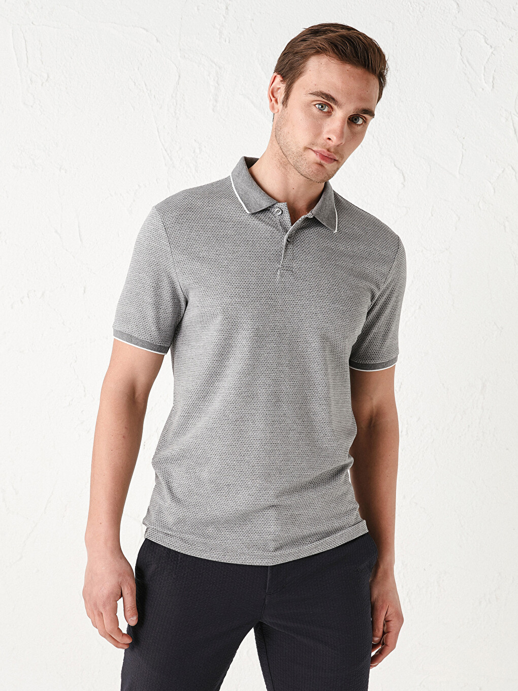 Polo Neck Short Sleeve Men's T-shirt-2