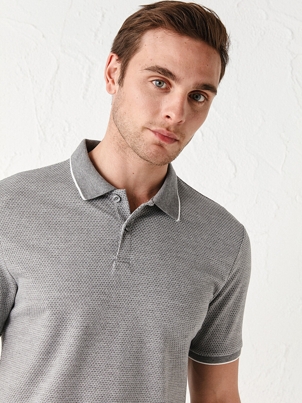 Polo Neck Short Sleeve Men's T-shirt-3