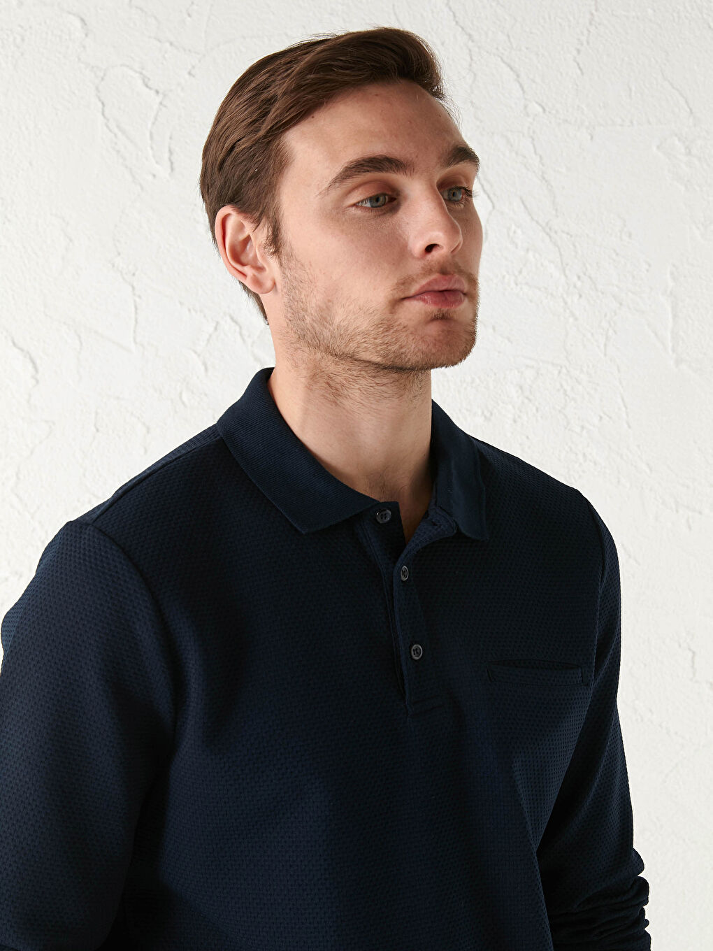 Polo Neck Long Sleeve Men's T-Shirt-1