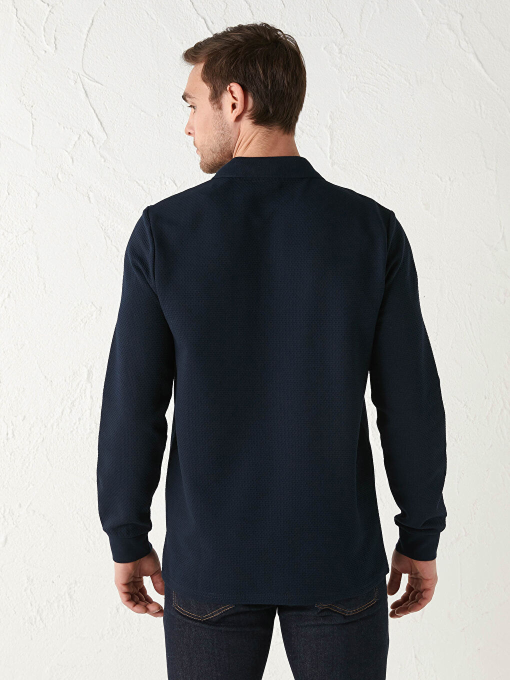 Polo Neck Long Sleeve Men's T-Shirt-3