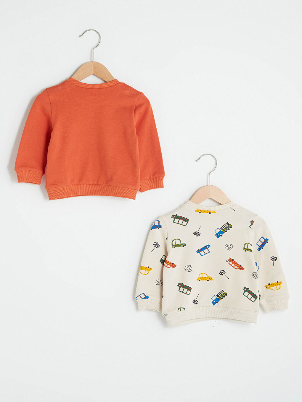 Turuncu Bisiklet Yaka Uzun Kol Baskılı Erkek Bebek Sweatshirt 2'li-1