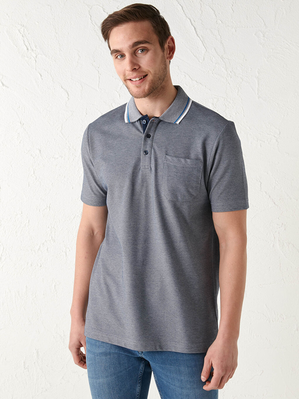 Polo Neck Short Sleeve Men's T-Shirt-1