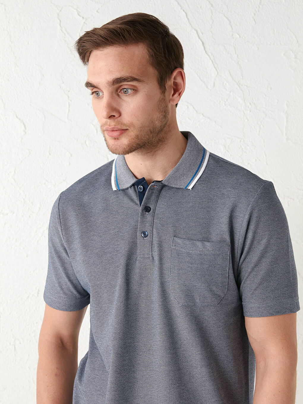 Polo Neck Short Sleeve Men's T-Shirt-2